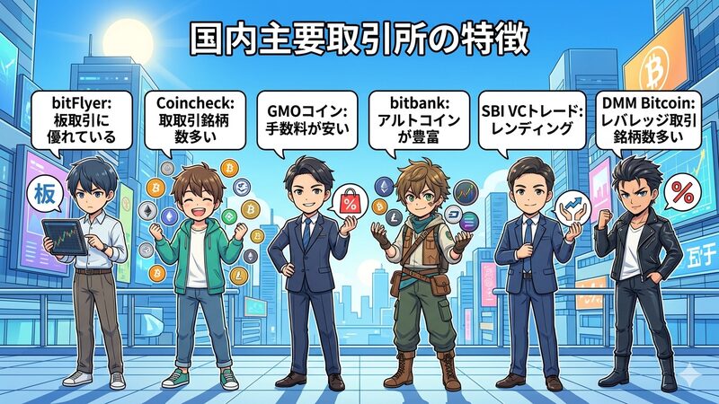 暗号資産国内主要取引所の特徴