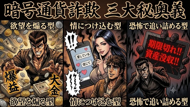 暗号通貨詐欺、３つの手口