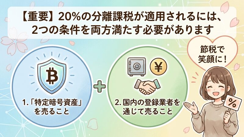 20%分離課税が適用。２つの条件あり。