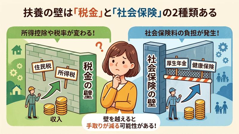 扶養の壁は税金と社会保険の2種類