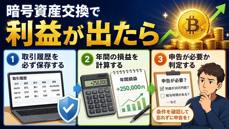 暗号資産の利益が出たあとは？