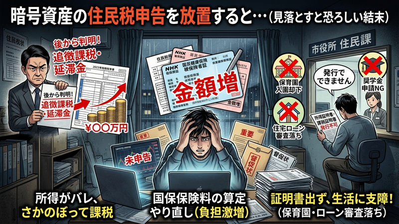 暗号資産における住民税の申告を放置すると