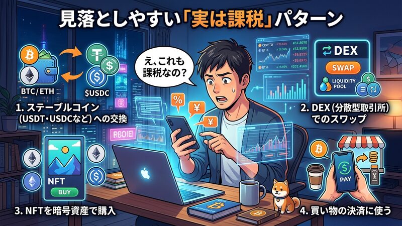 暗号資産、見落としやすい課税パターン