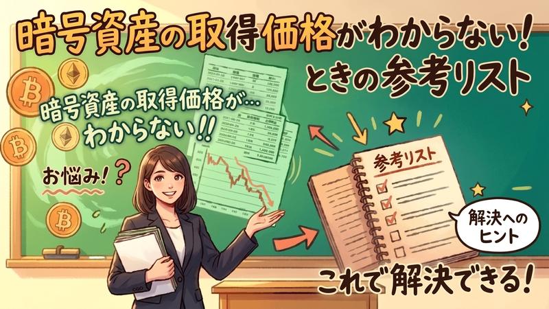 暗号資産の取得価格がわからないときの参考リスト