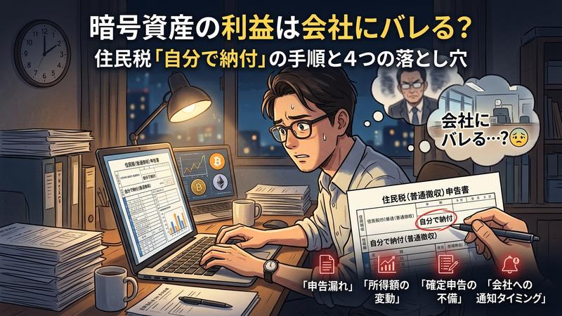 暗号資産の利益は会社にバレる？住民税を「自分で納付」にする手順と4つの落とし穴 