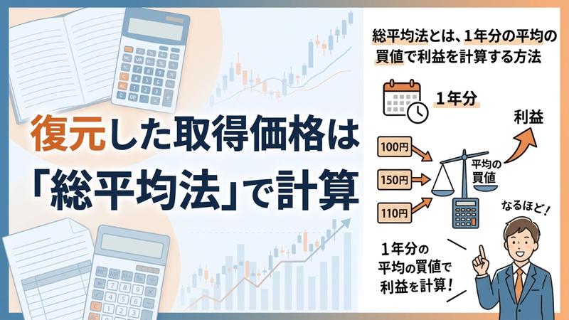 復元した取得価格は「総平均法」