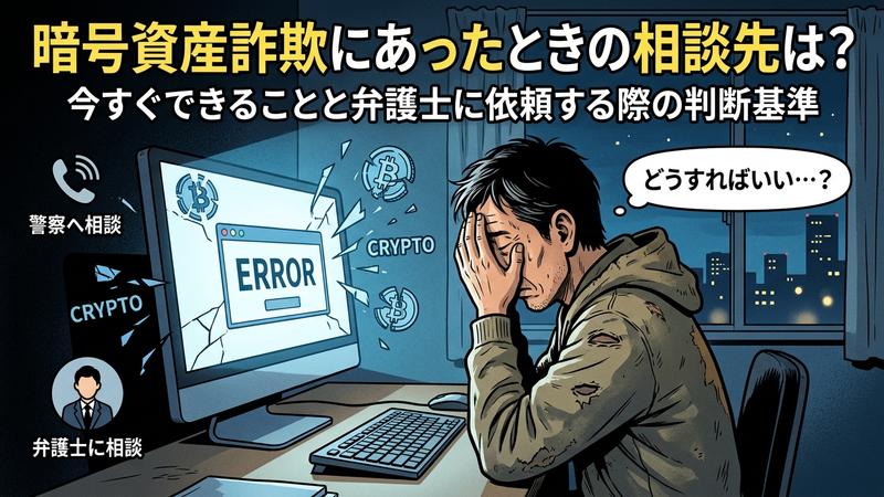 暗号資産詐欺にあったときの相談先は？今すぐできることと弁護士に依頼する際の判断基準 